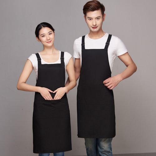 饭店围裙定制logo家用厨房防水防油餐饮服务员广告工作服定做纯棉