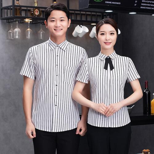 餐饮服务员工作服短袖女中国风饭店餐厅火锅店酒店前台员工春夏装